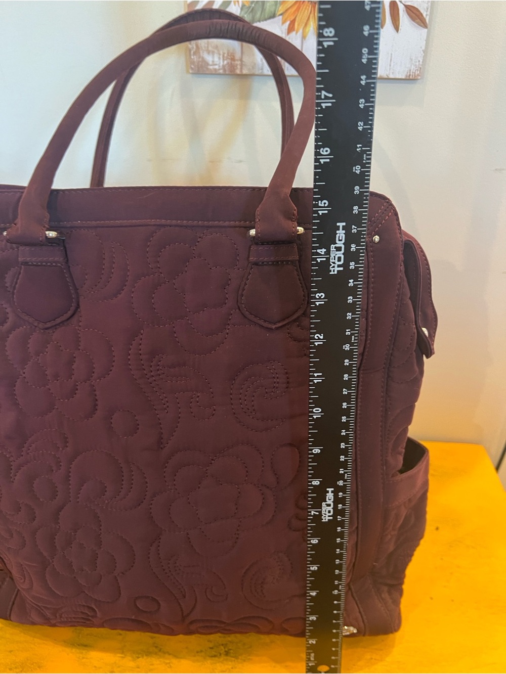 Vera Bradley North South Quilted Plum Floral Tote - Picture 8 of 9